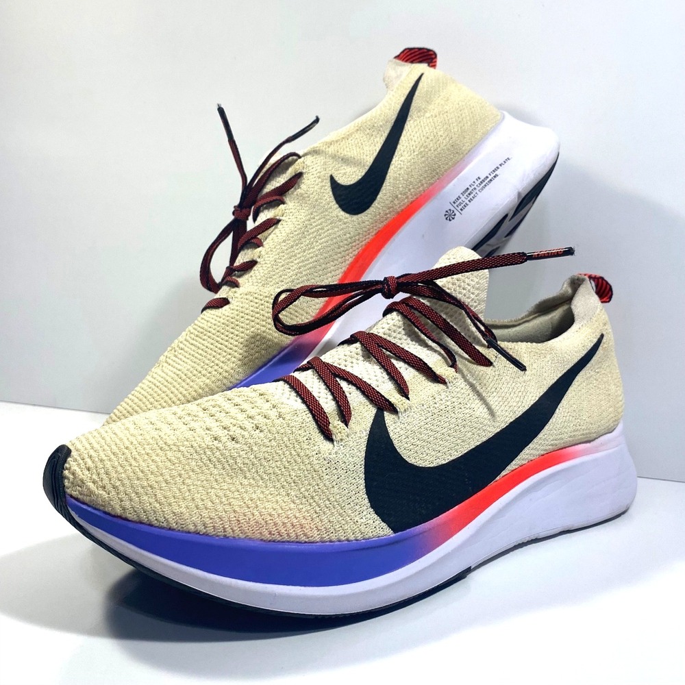 Nike Mens Size 10 Zoom Fly Flyknit Shoes Beige Running Sneakers AR4561-200